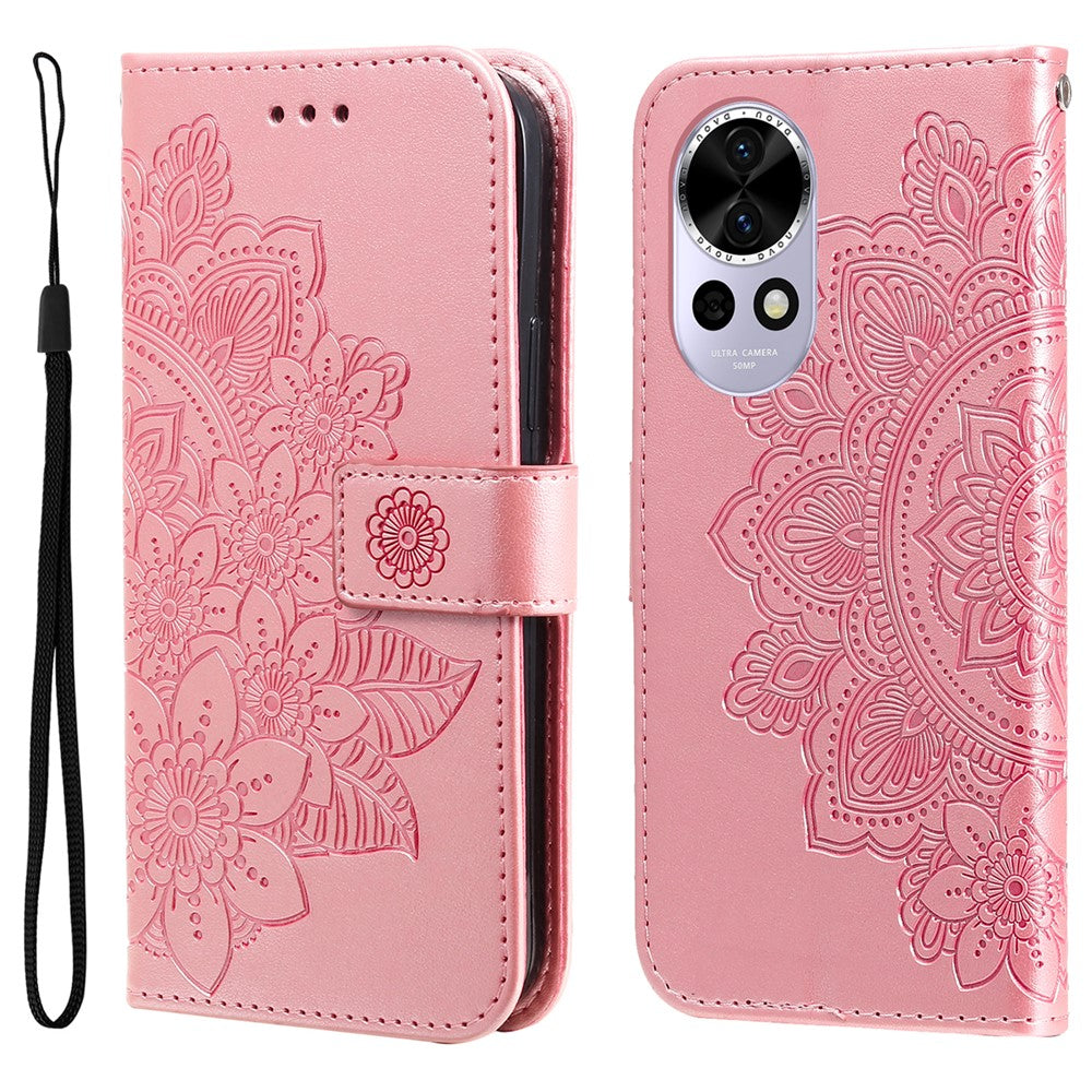 Huawei Nova 14 5G / Nova 13 5G / Nova 12 5G-skal med blommönster, PU-läder, plånboksfodral, stativ