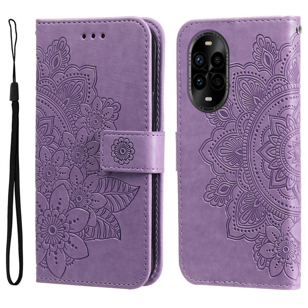 Huawei Nova 14 Pro 5G / Nova 13 Pro 5G skal blommönster PU-läder plånboksfodral med stativ