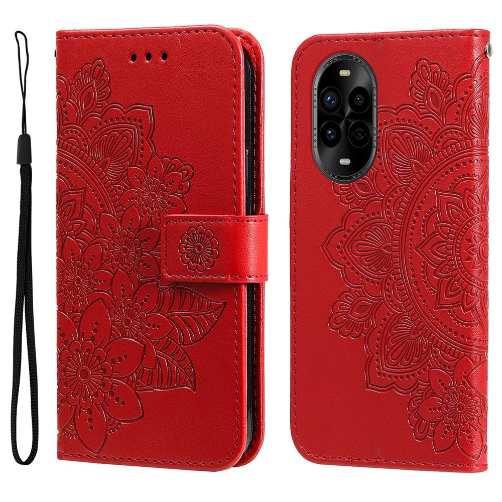 Huawei Nova 14 Pro 5G / Nova 13 Pro 5G skal blommönster PU-läder plånboksfodral med stativ
