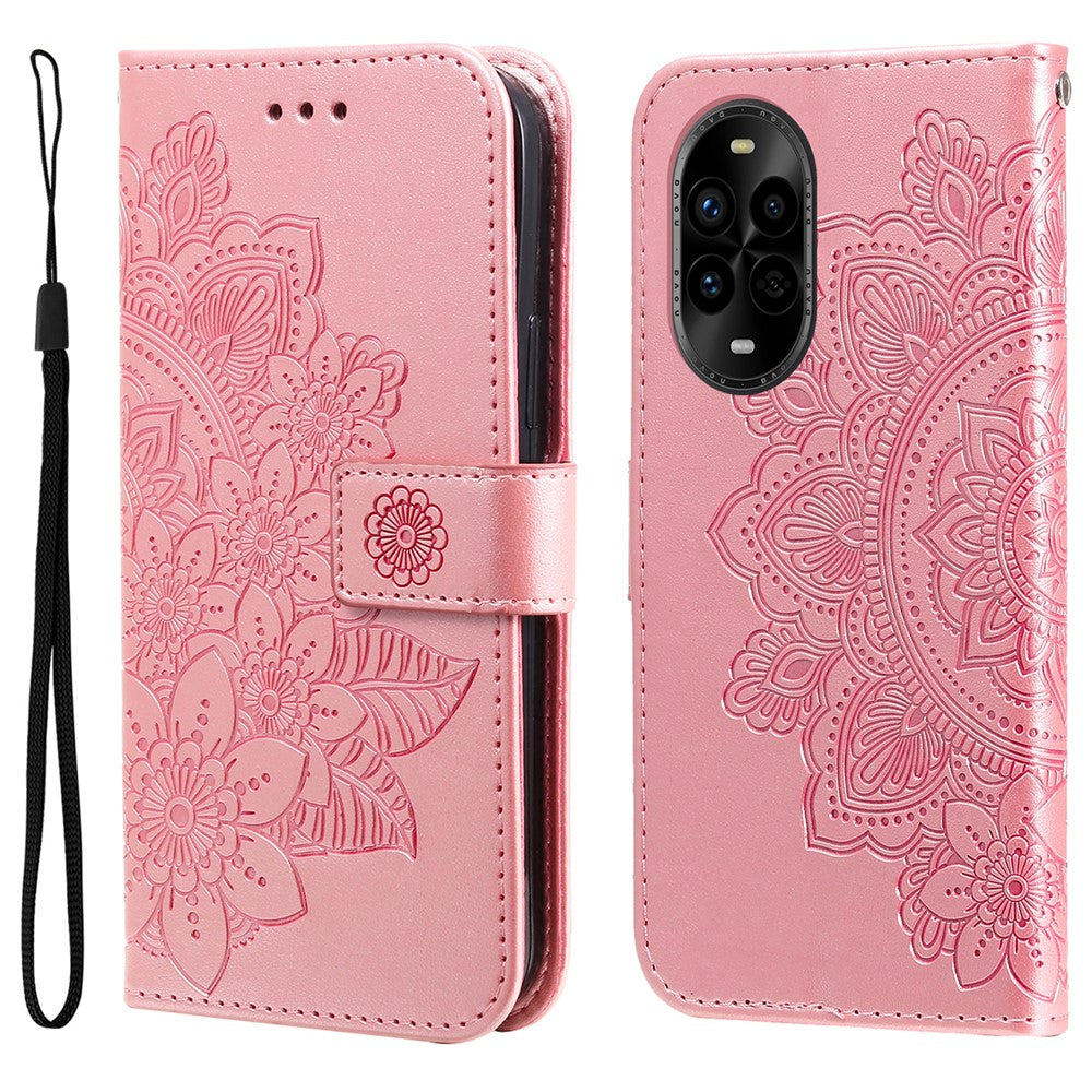 Huawei Nova 14 Pro 5G / Nova 13 Pro 5G skal blommönster PU-läder plånboksfodral med stativ