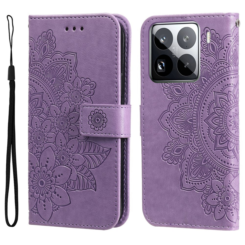 For Xiaomi 15 Pro Case Floral Pattern PU Leather Wallet Stand Phone Cover