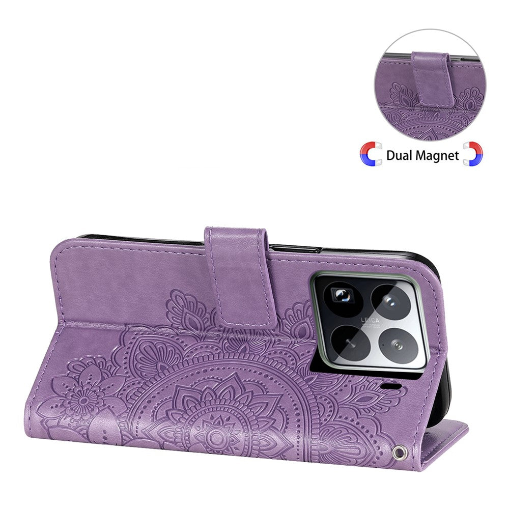 For Xiaomi 15 Pro Case Floral Pattern PU Leather Wallet Stand Phone Cover