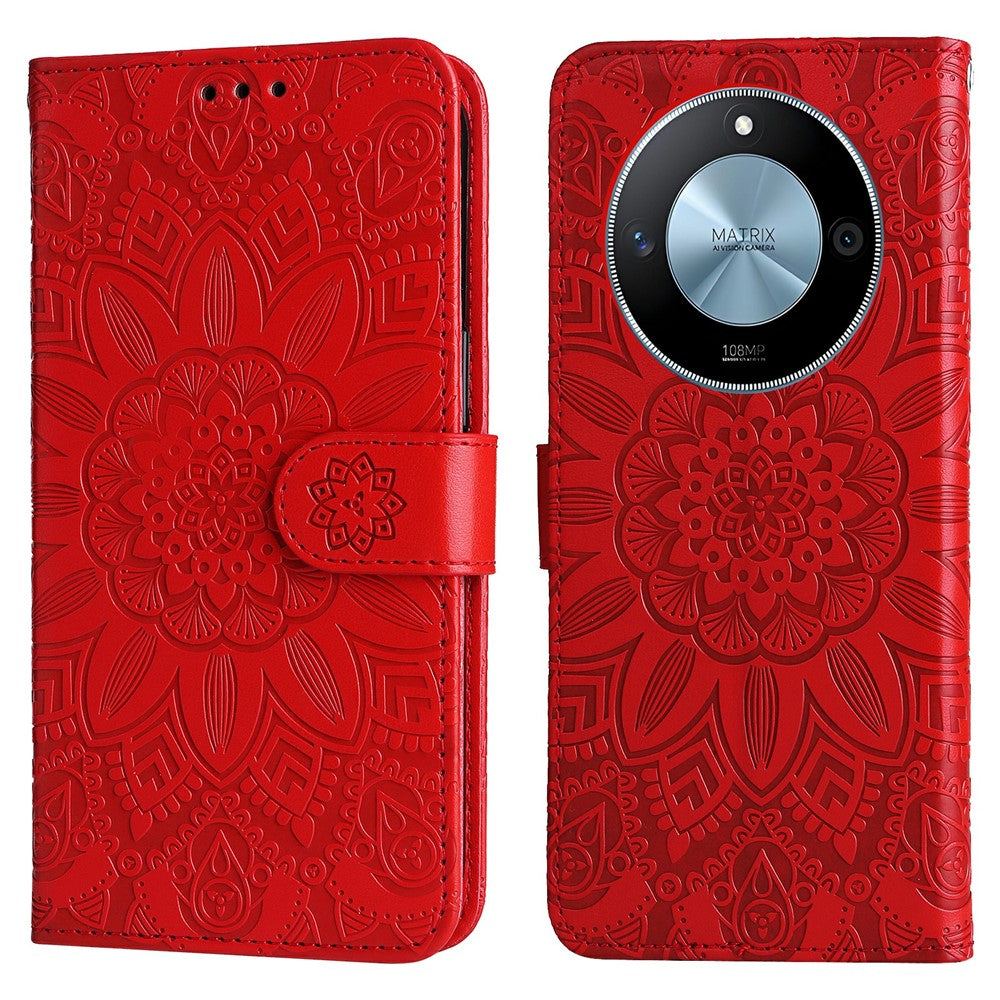 For Honor X60 5G Case Sunflower Imprint Leather Wallet Phone Cover