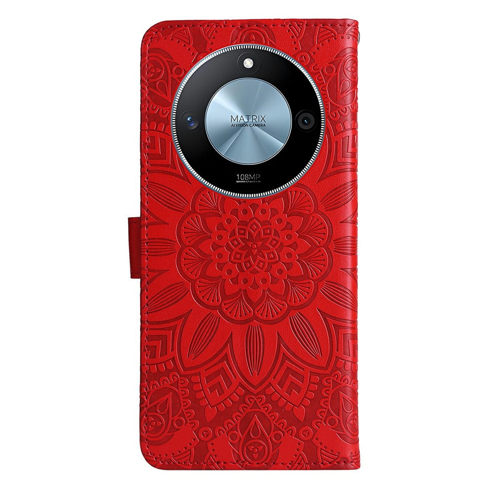 For Honor X60 5G Case Sunflower Imprint Leather Wallet Phone Cover