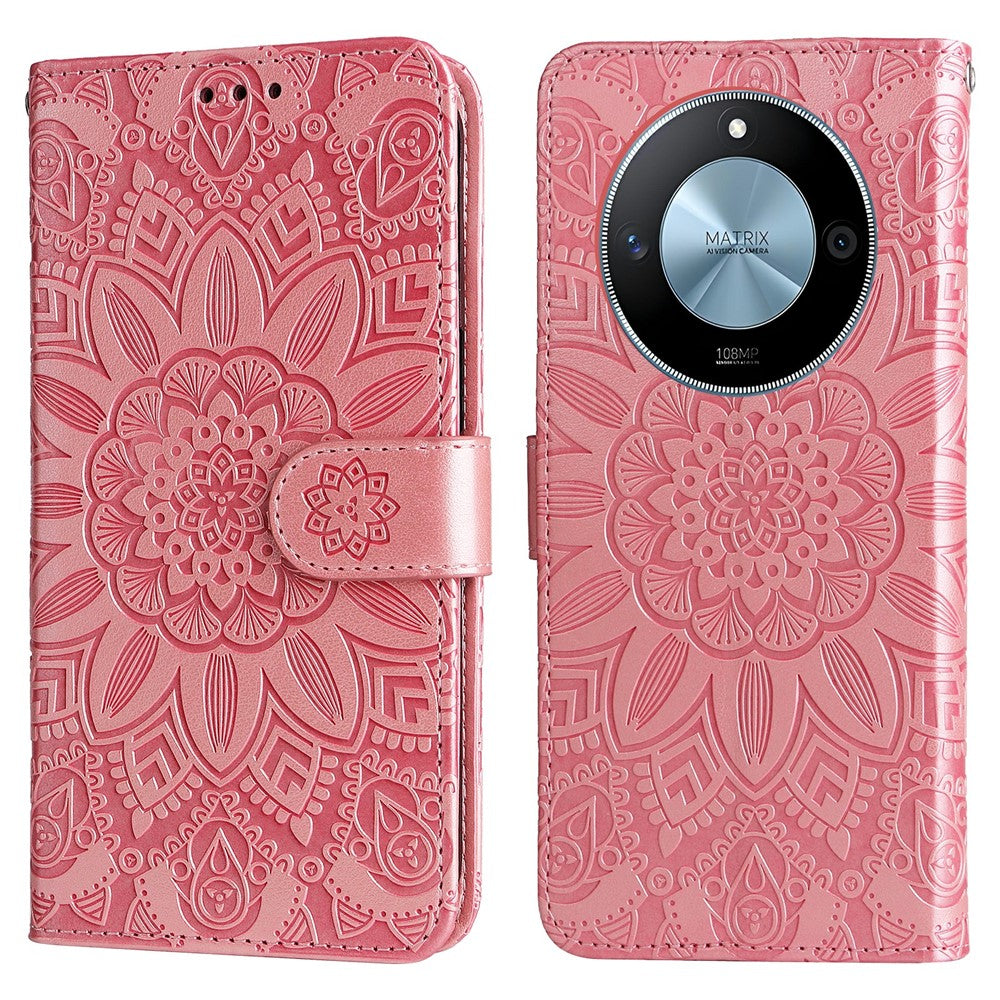 For Honor X60 5G Case Sunflower Imprint Leather Wallet Phone Cover