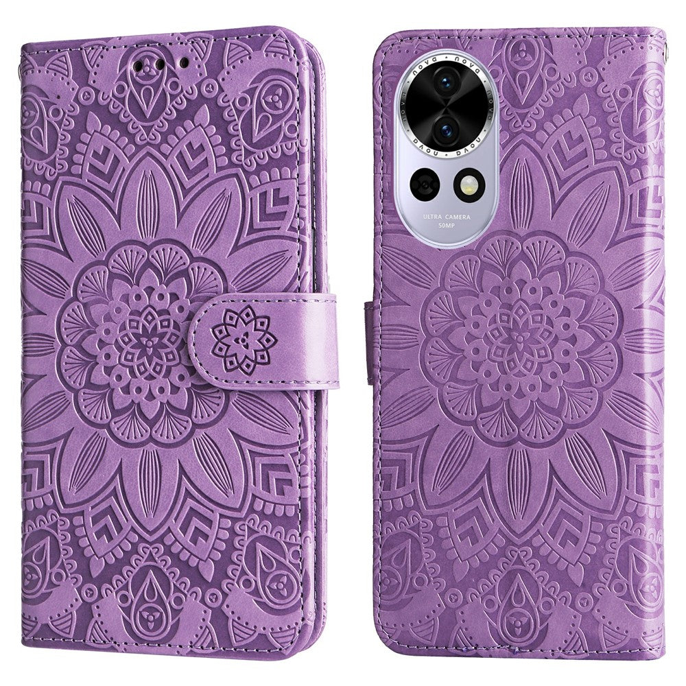For Huawei nova 13 5G / nova 12 5G Case Sunflower Imprint Leather Wallet Phone Cover
