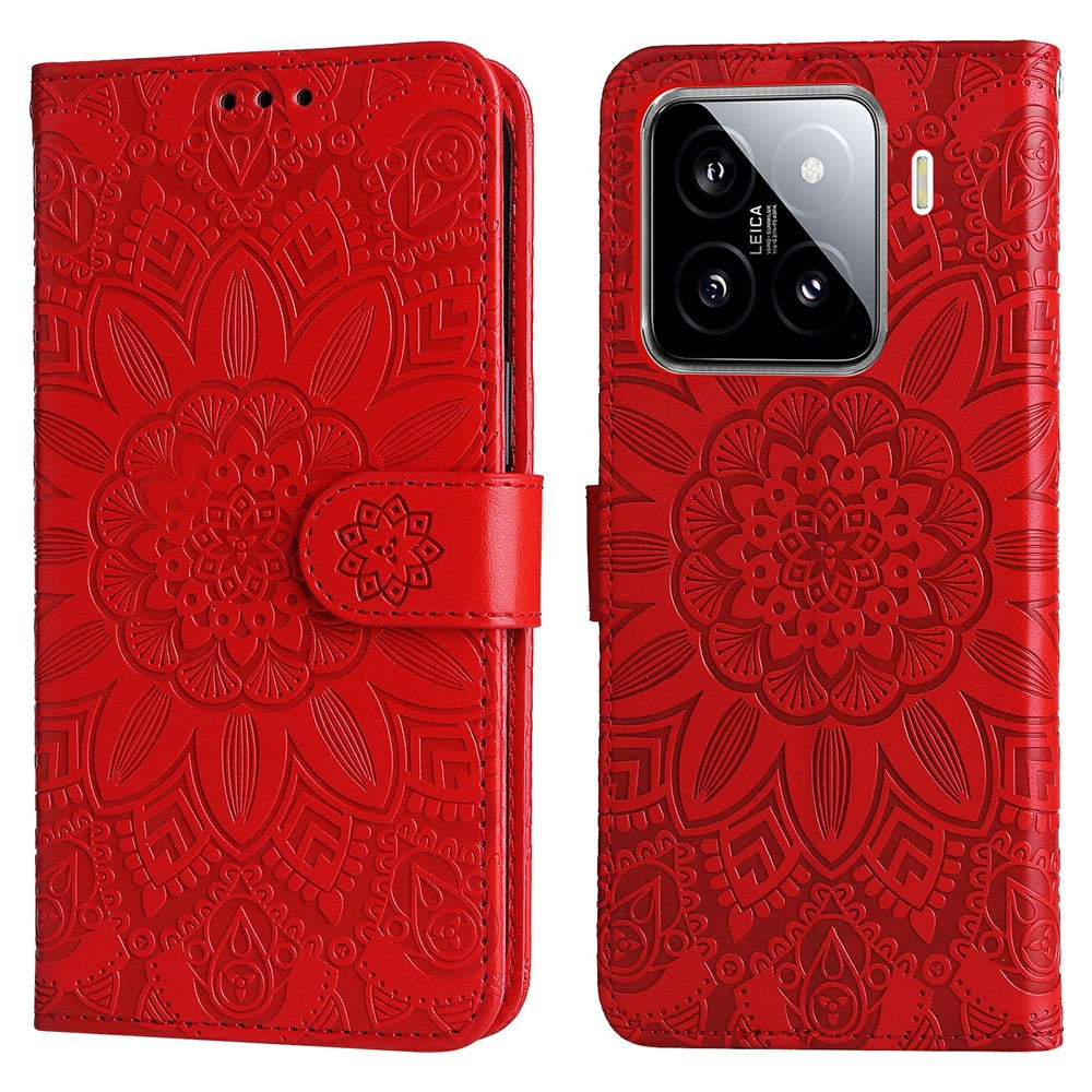 For Xiaomi 15 Case Sunflower Imprint Leather Wallet Phone Cover