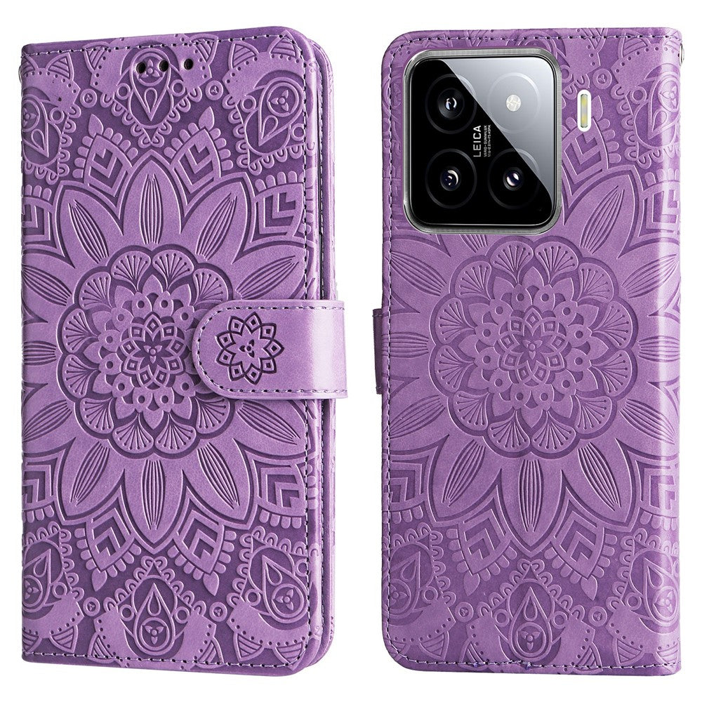 For Xiaomi 15 Case Sunflower Imprint Leather Wallet Phone Cover