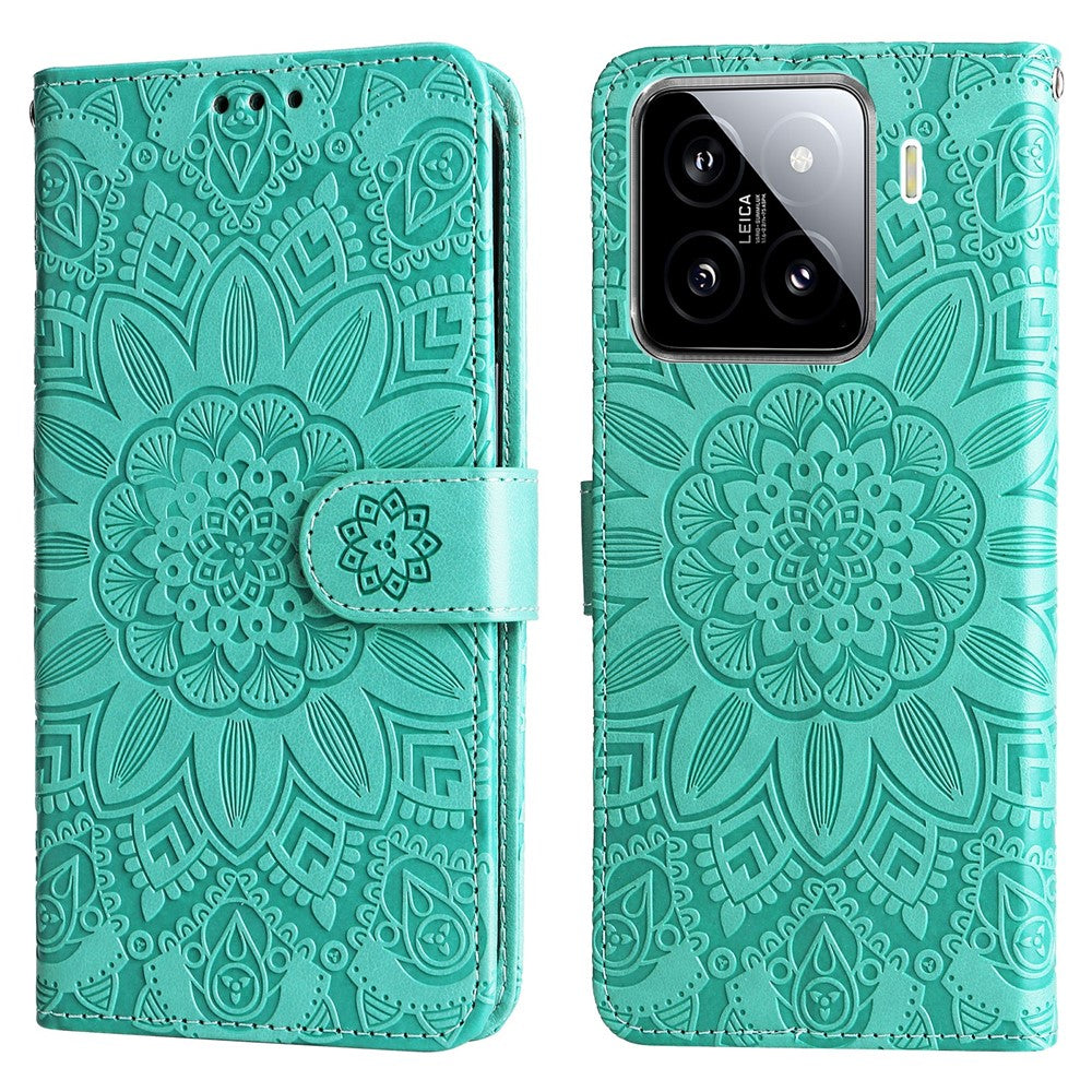 For Xiaomi 15 Case Sunflower Imprint Leather Wallet Phone Cover