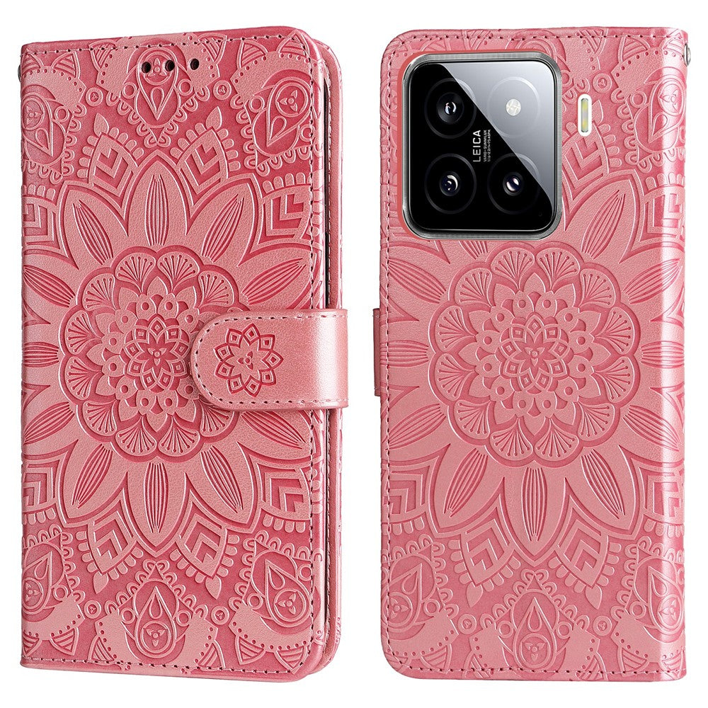 For Xiaomi 15 Case Sunflower Imprint Leather Wallet Phone Cover
