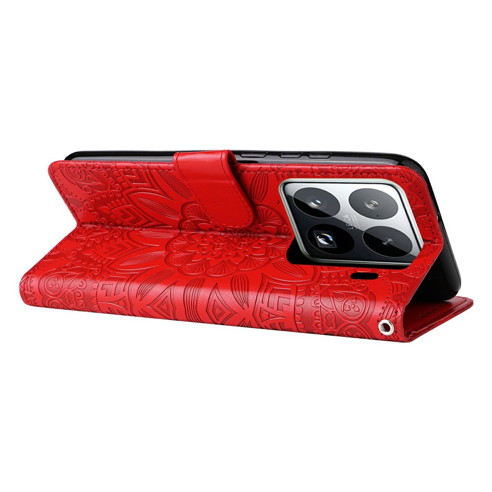 For Xiaomi 15 Pro Case Sunflower Imprint Leather Wallet Phone Cover