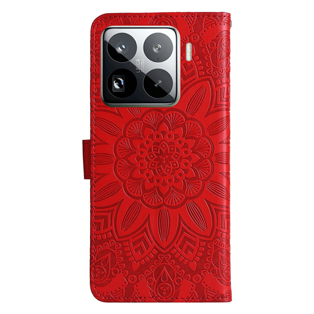 For Xiaomi 15 Pro Case Sunflower Imprint Leather Wallet Phone Cover