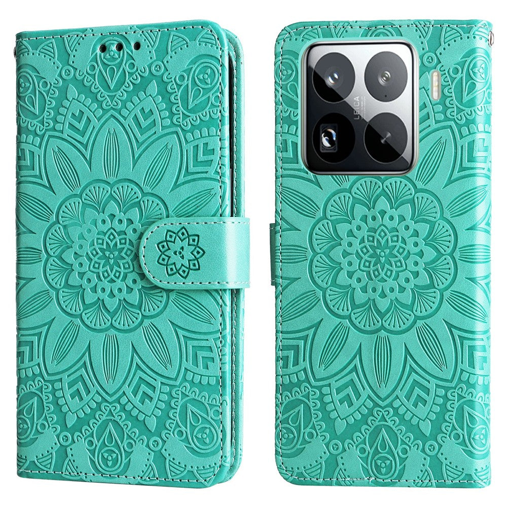 For Xiaomi 15 Pro Case Sunflower Imprint Leather Wallet Phone Cover