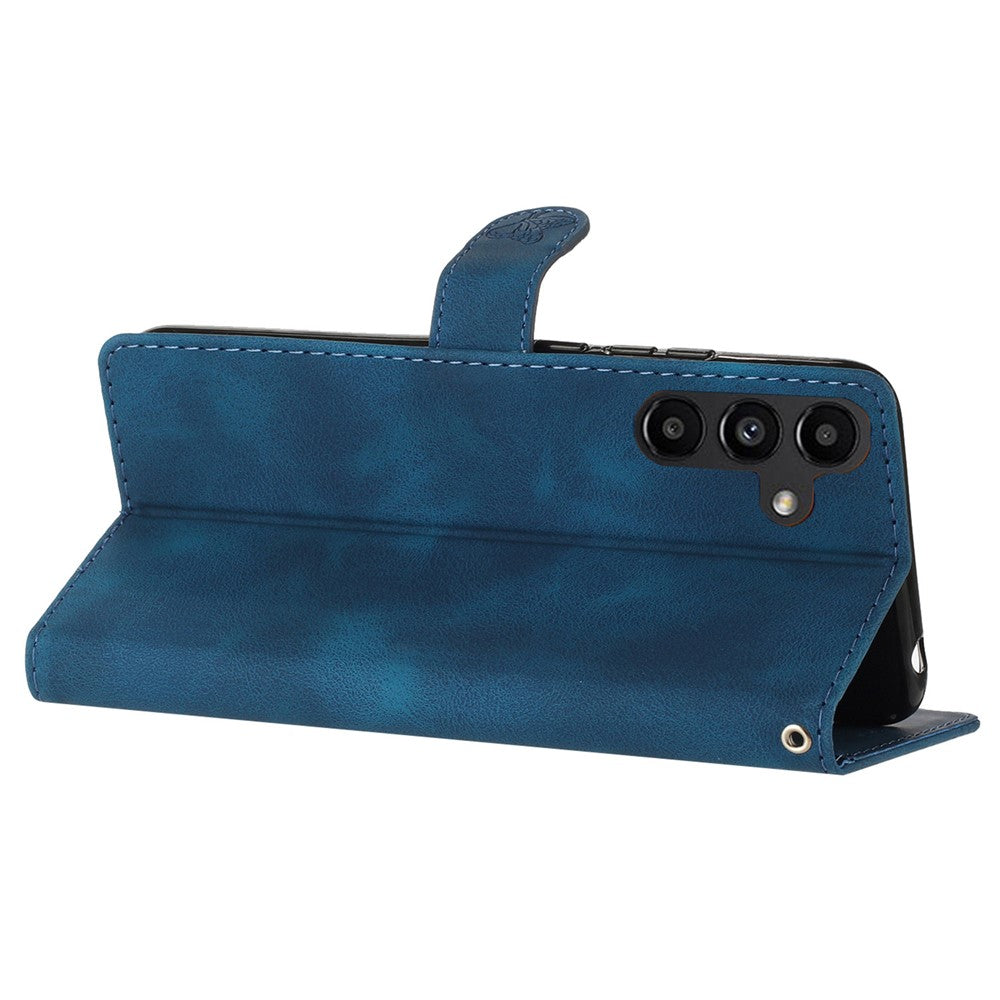 For Samsung Galaxy A26 5G Case Leather Imprinted Flower Phone Cover Wallet with Wrist Strap