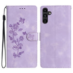 For Samsung Galaxy A26 5G Case Leather Imprinted Flower Phone Cover Wallet with Wrist Strap