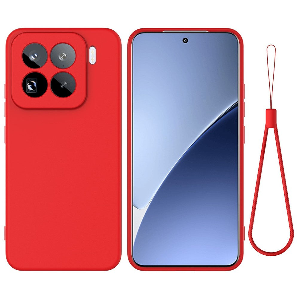 For Xiaomi 15 Pro Case Liquid Silicone Phone Back Cover with Hand Strap