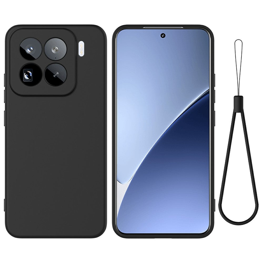 For Xiaomi 15 Pro Case Liquid Silicone Phone Back Cover with Hand Strap