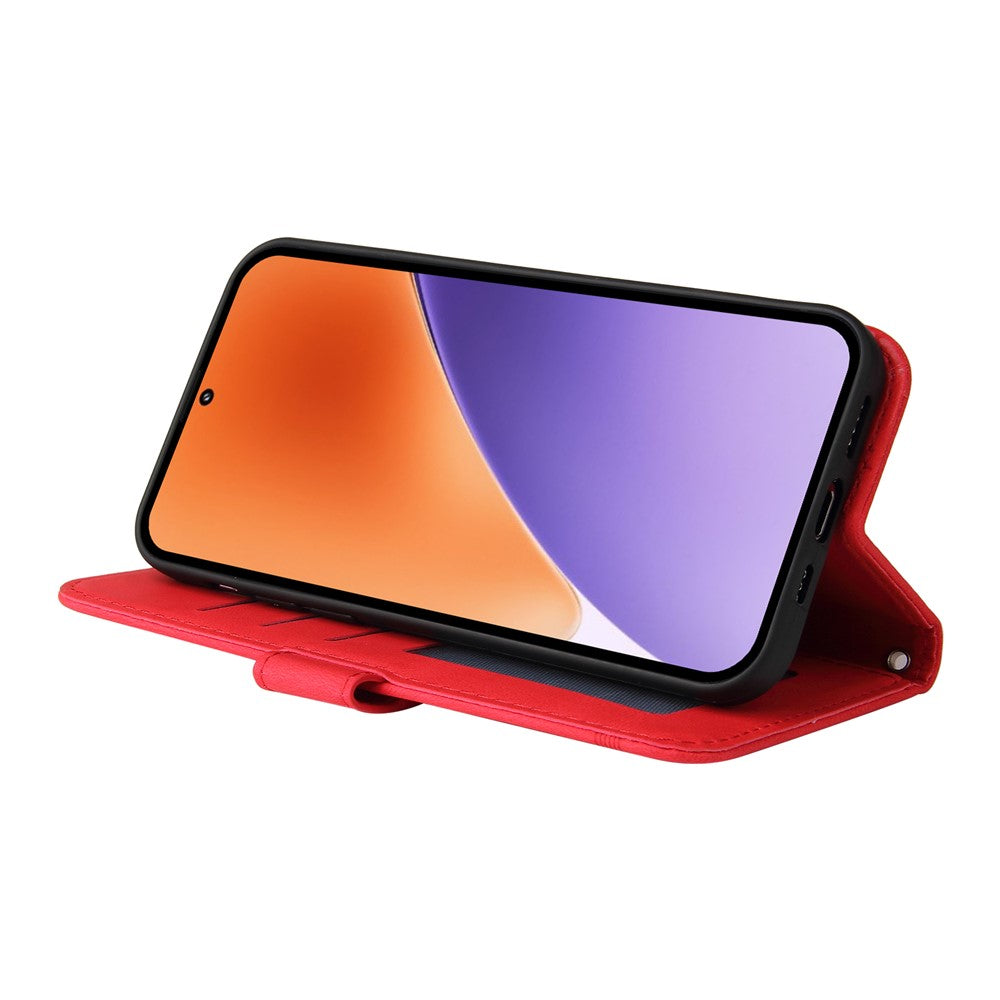 For Xiaomi 15 Leather Wallet Cases Skin Touch Phone Cover Stand with Strap