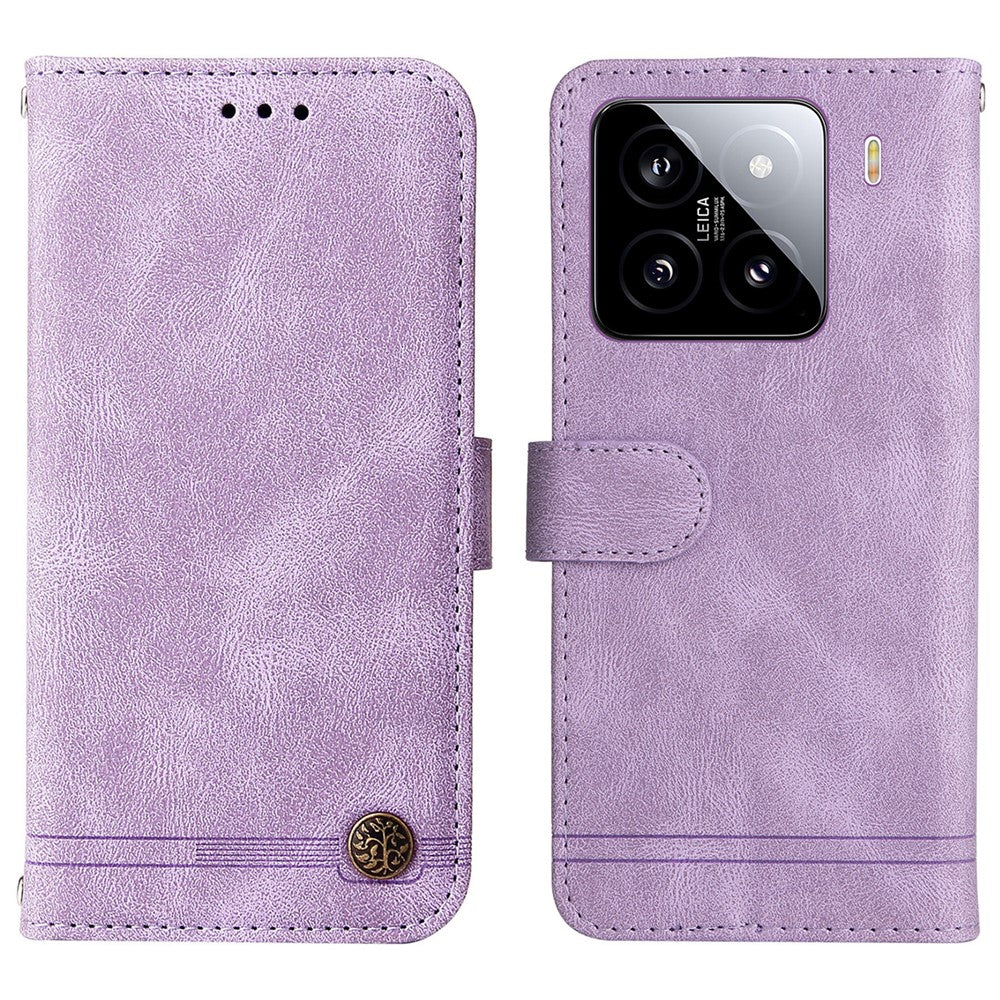 For Xiaomi 15 Leather Wallet Cases Skin Touch Phone Cover Stand with Strap