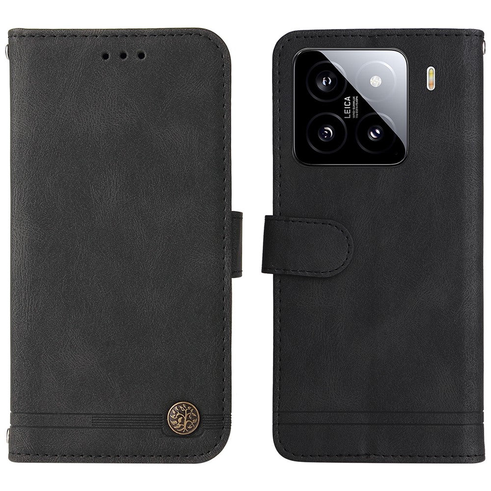 For Xiaomi 15 Leather Wallet Cases Skin Touch Phone Cover Stand with Strap