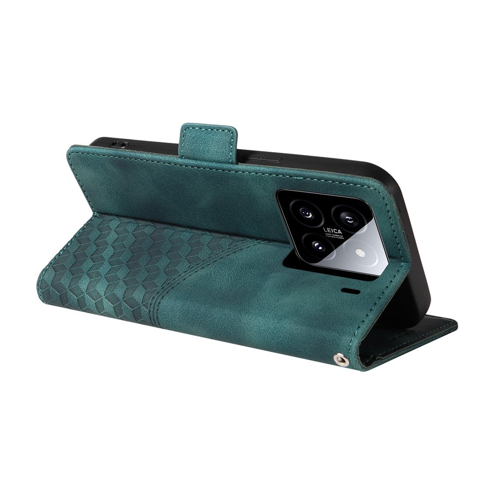 For Xiaomi 15 Case PU Leather Phone Cover Rhombus Starry Imprinted