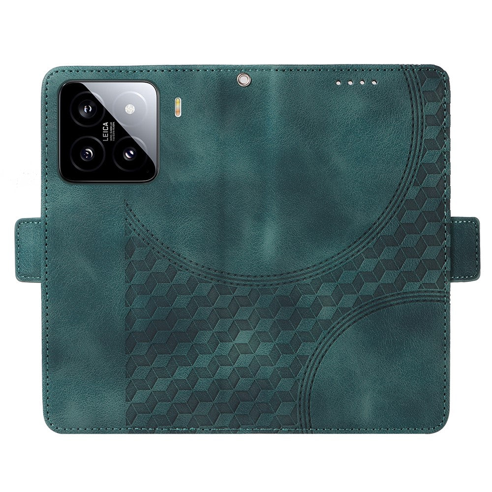 For Xiaomi 15 Case PU Leather Phone Cover Rhombus Starry Imprinted