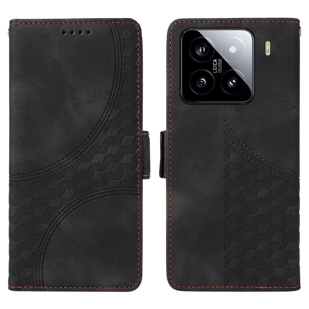 For Xiaomi 15 Case PU Leather Phone Cover Rhombus Starry Imprinted