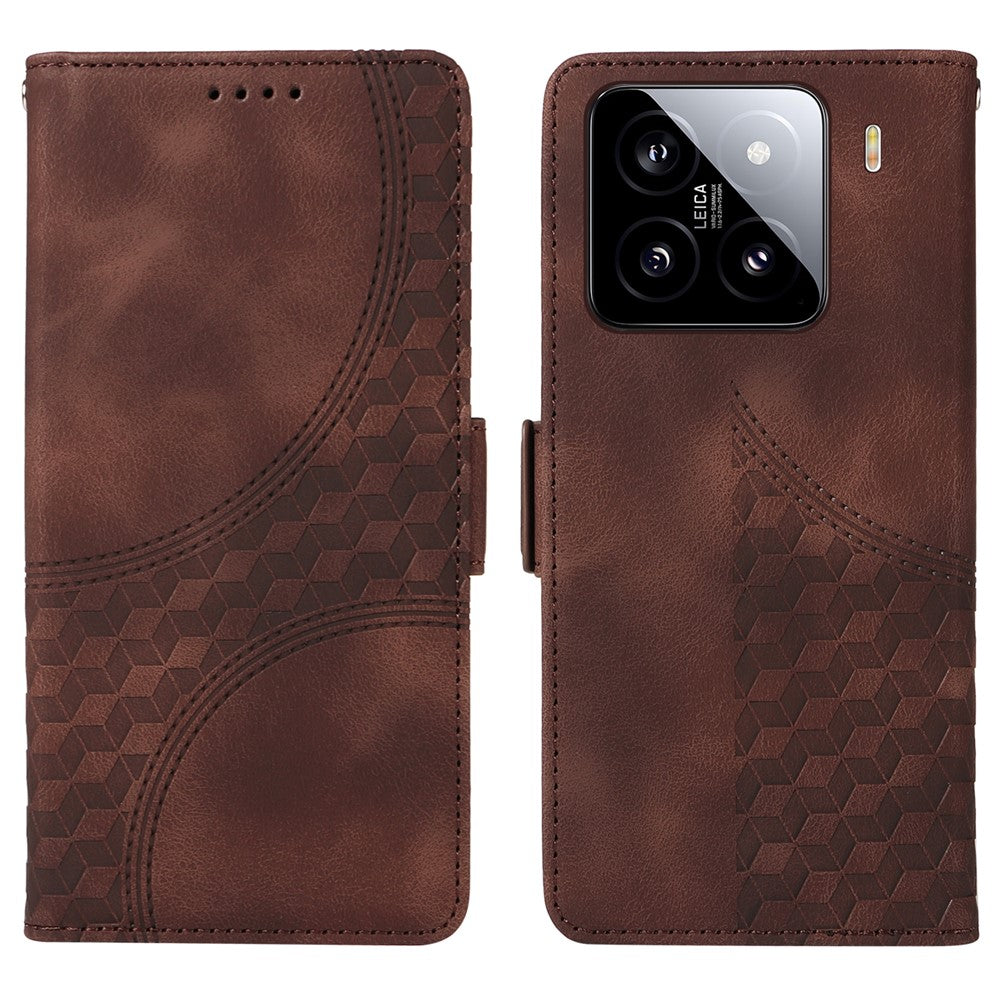 For Xiaomi 15 Case PU Leather Phone Cover Rhombus Starry Imprinted