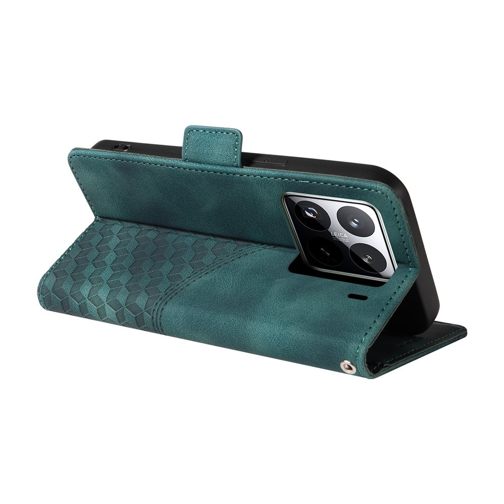 For Xiaomi 15 Pro Case PU Leather Phone Cover Rhombus Starry Imprinted