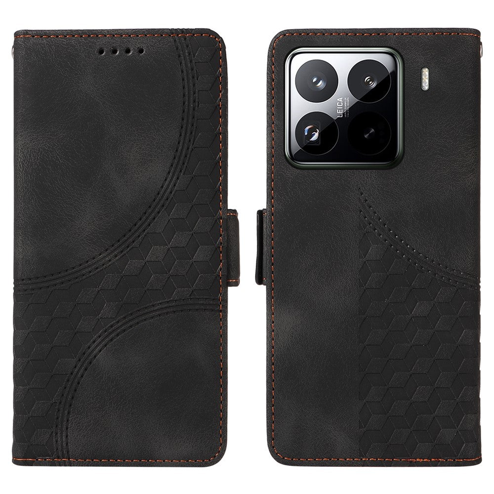 For Xiaomi 15 Pro Case PU Leather Phone Cover Rhombus Starry Imprinted