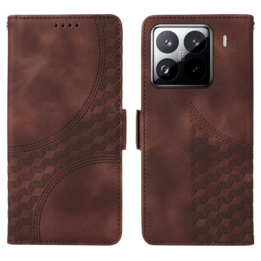 For Xiaomi 15 Pro Case PU Leather Phone Cover Rhombus Starry Imprinted