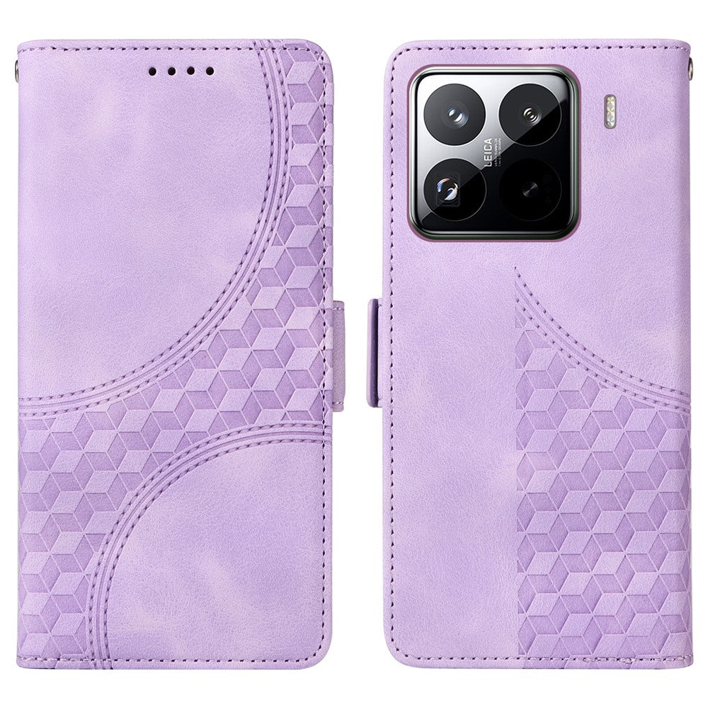 For Xiaomi 15 Pro Case PU Leather Phone Cover Rhombus Starry Imprinted