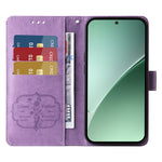 For Xiaomi 15 Pro Leather Case Butterfly Floral Imprint Wallet Stand Cover