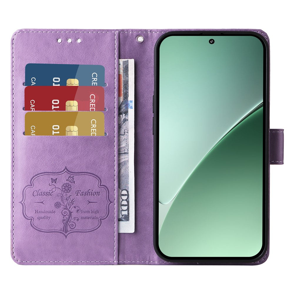 For Xiaomi 15 Pro Leather Case Butterfly Floral Imprint Wallet Stand Cover