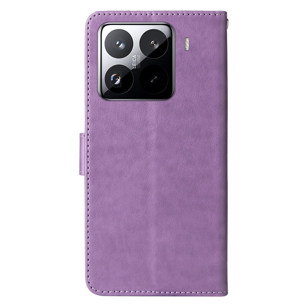 For Xiaomi 15 Pro Leather Case Butterfly Floral Imprint Wallet Stand Cover