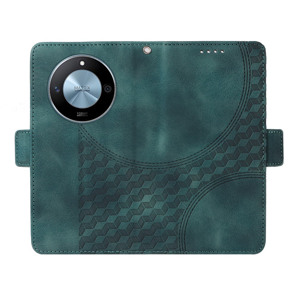 For Honor X60 5G Case PU Leather Phone Cover Rhombus Starry Imprinted