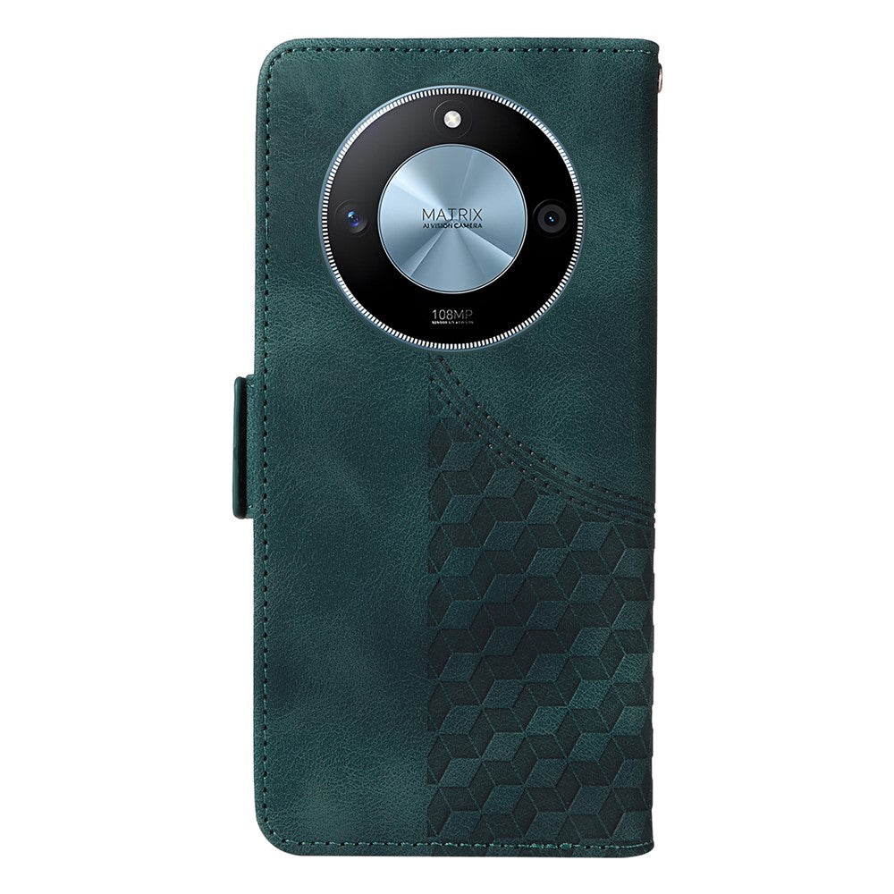 For Honor X60 5G Case PU Leather Phone Cover Rhombus Starry Imprinted