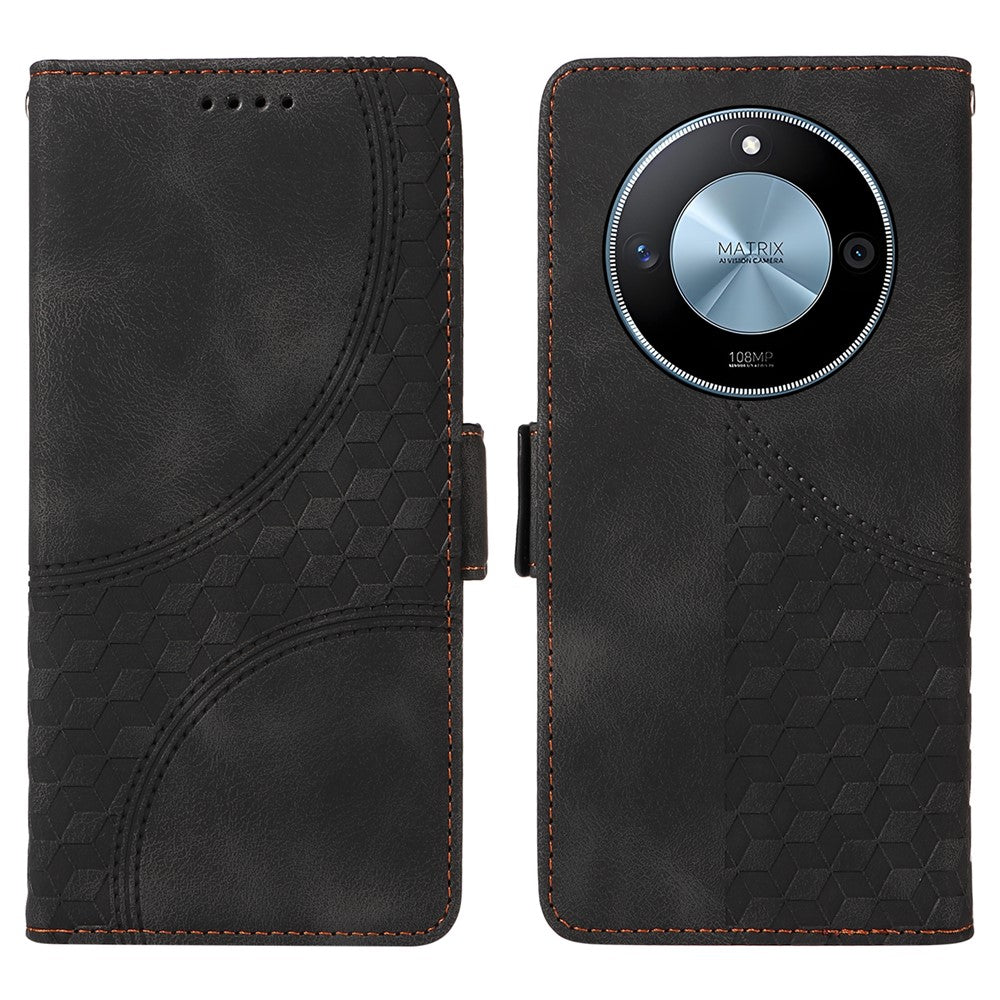 For Honor X60 5G Case PU Leather Phone Cover Rhombus Starry Imprinted