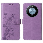 For Honor X60 5G Leather Case Butterfly Floral Imprint Wallet Stand Cover
