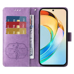 For Honor X60 5G Leather Case Butterfly Floral Imprint Wallet Stand Cover