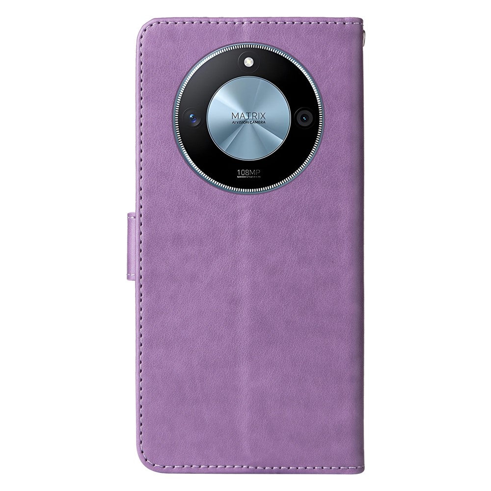For Honor X60 5G Leather Case Butterfly Floral Imprint Wallet Stand Cover