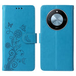 For Honor X60 5G Leather Case Butterfly Floral Imprint Wallet Stand Cover