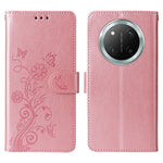 Leather Phone Case for Honor Magic7 Lite 5G / X9c 5G / X60 Pro 5G Butterfly Floral Imprint Wallet Stand Cover