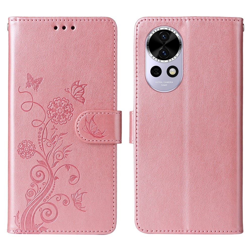 For Huawei nova 13 5G / nova 12 5G Leather Case Butterfly Floral Imprint Wallet Stand Cover
