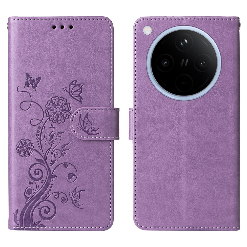 For Oppo Find X8 5G Leather Case Butterfly Floral Imprint Wallet Stand Cover