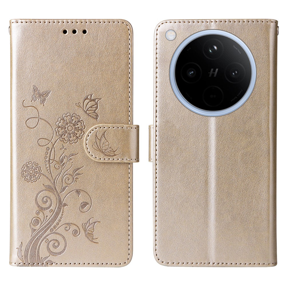 For Oppo Find X8 5G Leather Case Butterfly Floral Imprint Wallet Stand Cover