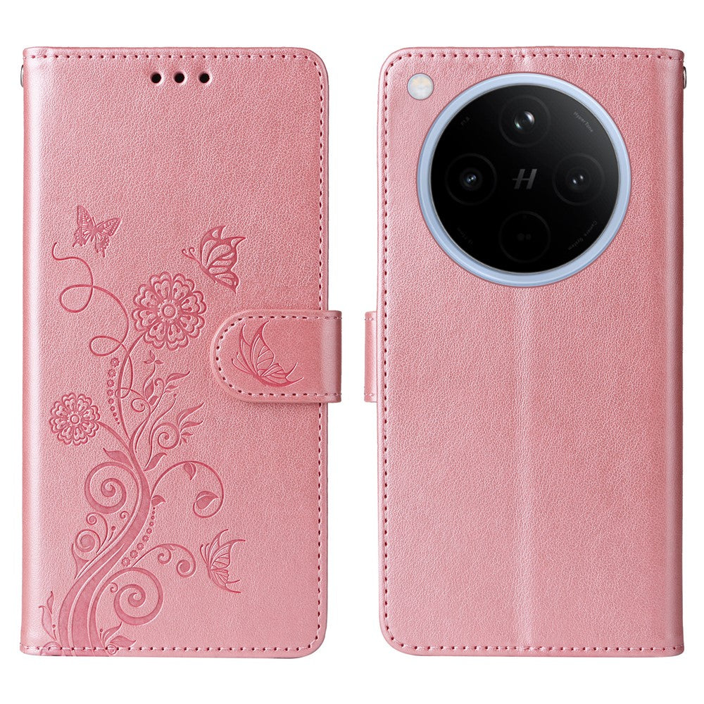 For Oppo Find X8 5G Leather Case Butterfly Floral Imprint Wallet Stand Cover