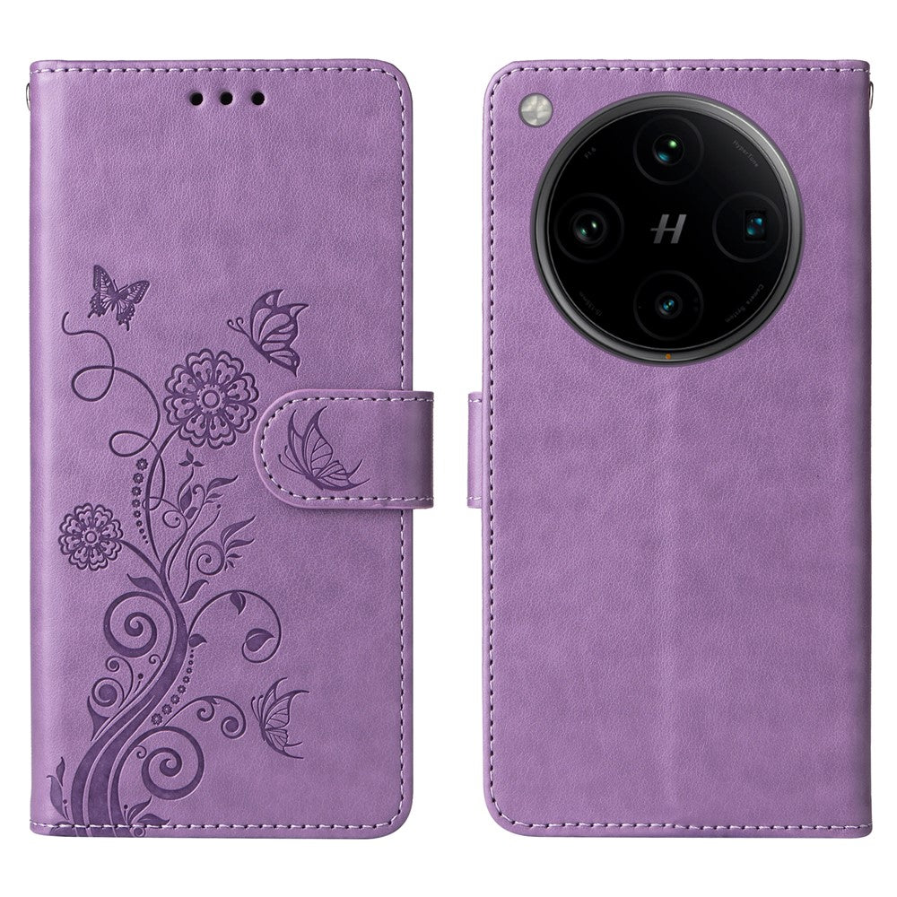For Oppo Find X8 Pro 5G Leather Case Butterfly Floral Imprint Wallet Stand Cover