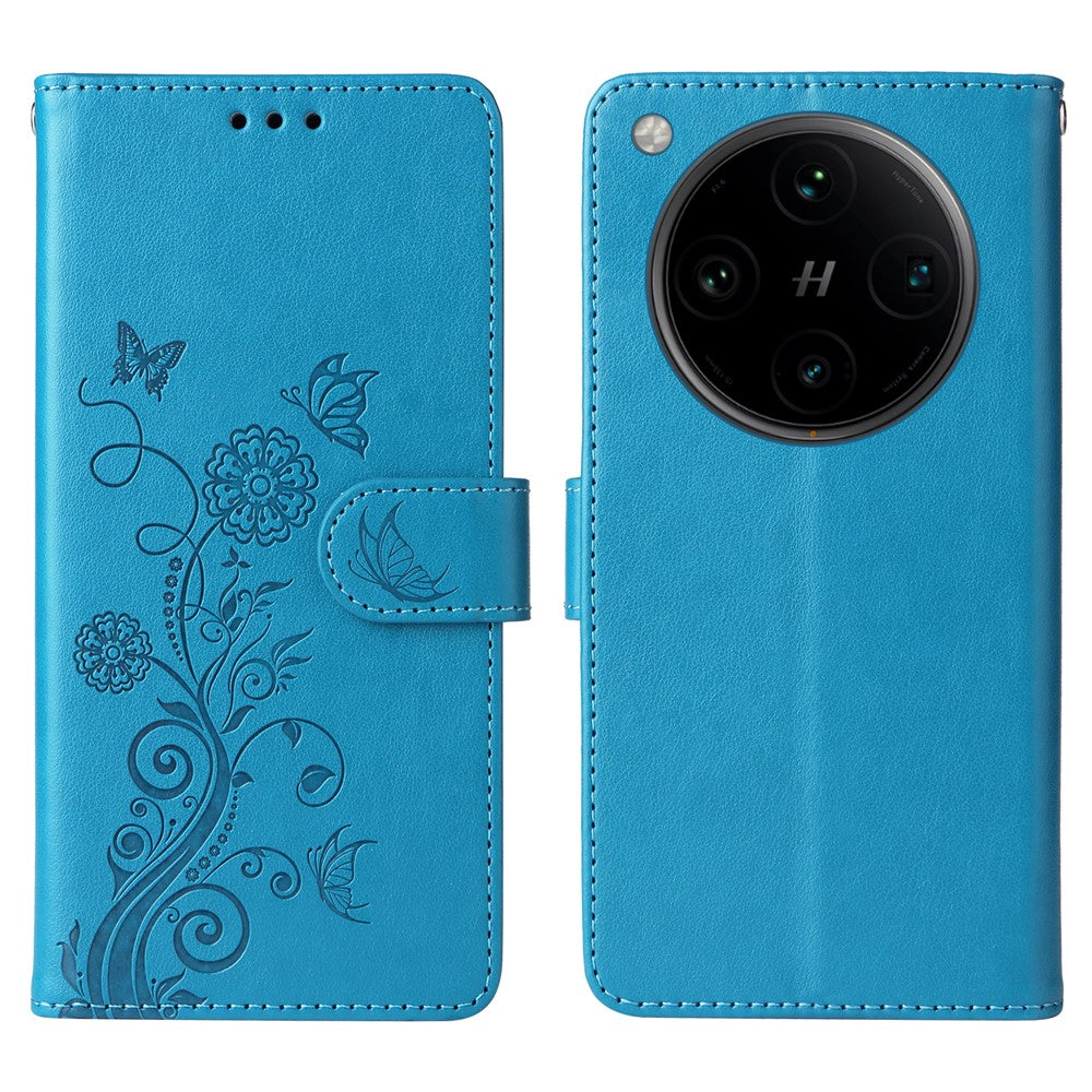 For Oppo Find X8 Pro 5G Leather Case Butterfly Floral Imprint Wallet Stand Cover