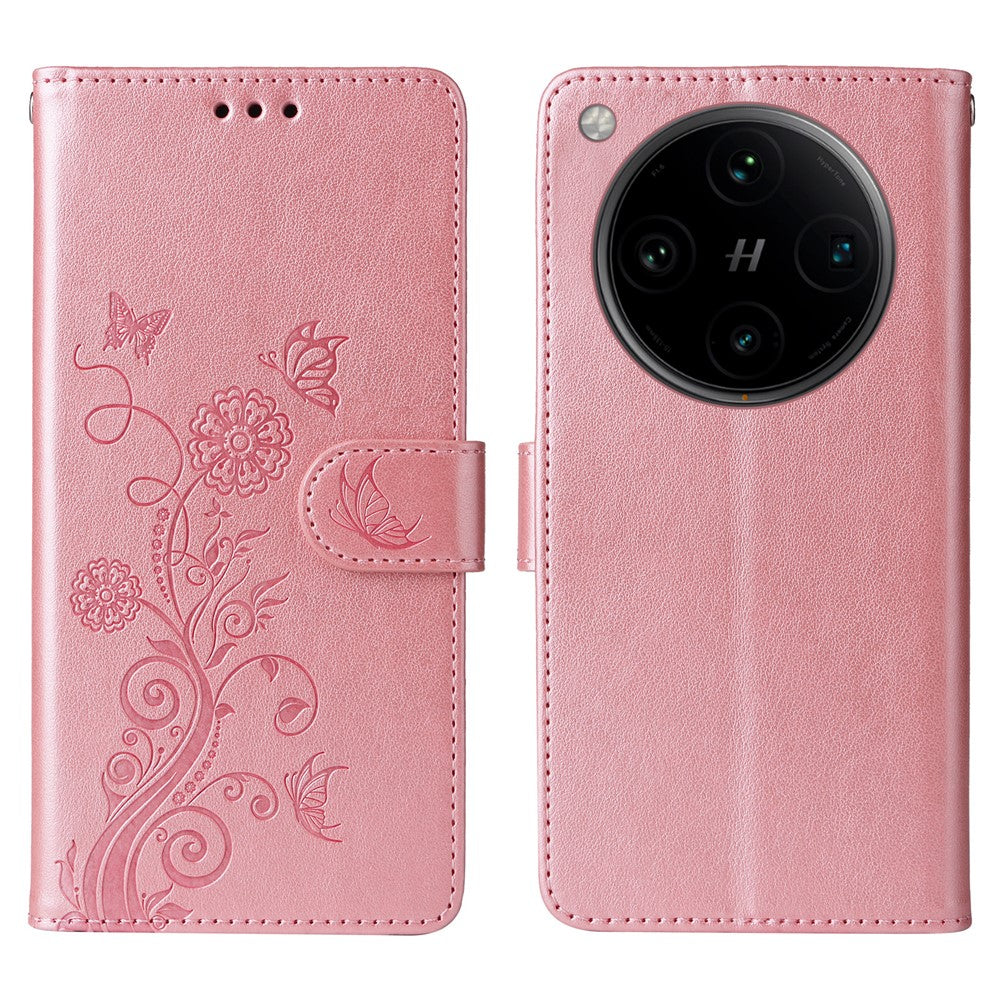 For Oppo Find X8 Pro 5G Leather Case Butterfly Floral Imprint Wallet Stand Cover